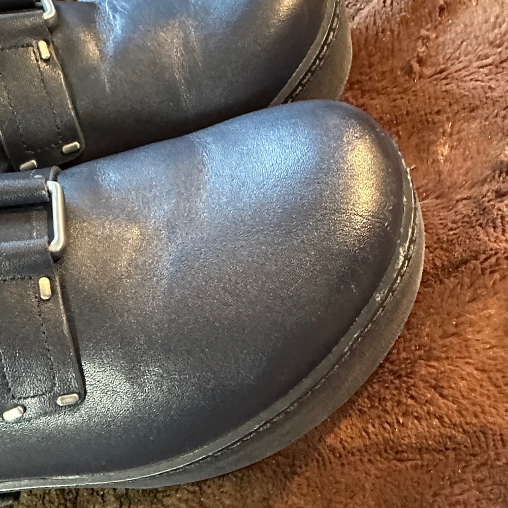 Fitflop Pilar Leather Platform Navy Mules with Buckle - Picture 6 of 12